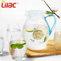 Juego de jarra de agua de vidrio borosilicato transparente lila